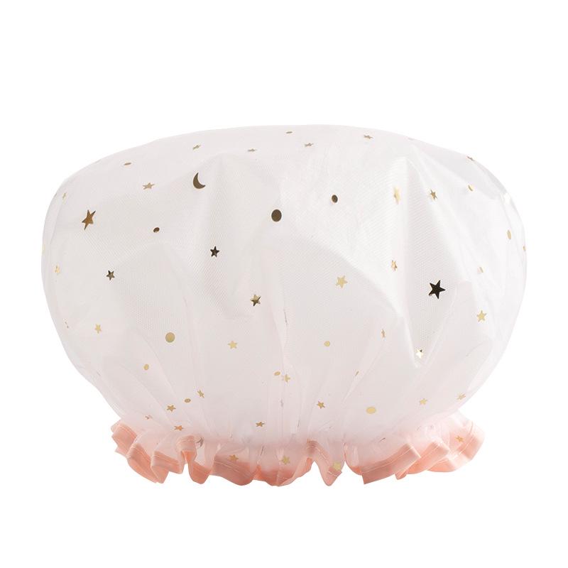 Extra Thick Starry Sky Shower Cap - Waterproof, Oil & Smoke Proof for Kids & Adults