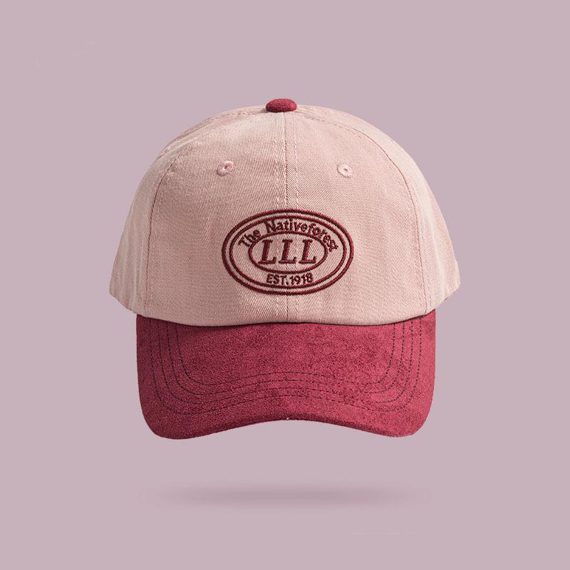 New Letter Baseball Cap Dopamine Color Blocking Embroidered Baseball Cap for Women with Versatile Face Showing Small Soft Top Baseball Cap