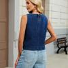 Women Sleeveless Denim Vest Top Casual Round Neck Straight Fit Denim Blouse Lightweight Summer Denim Shirt