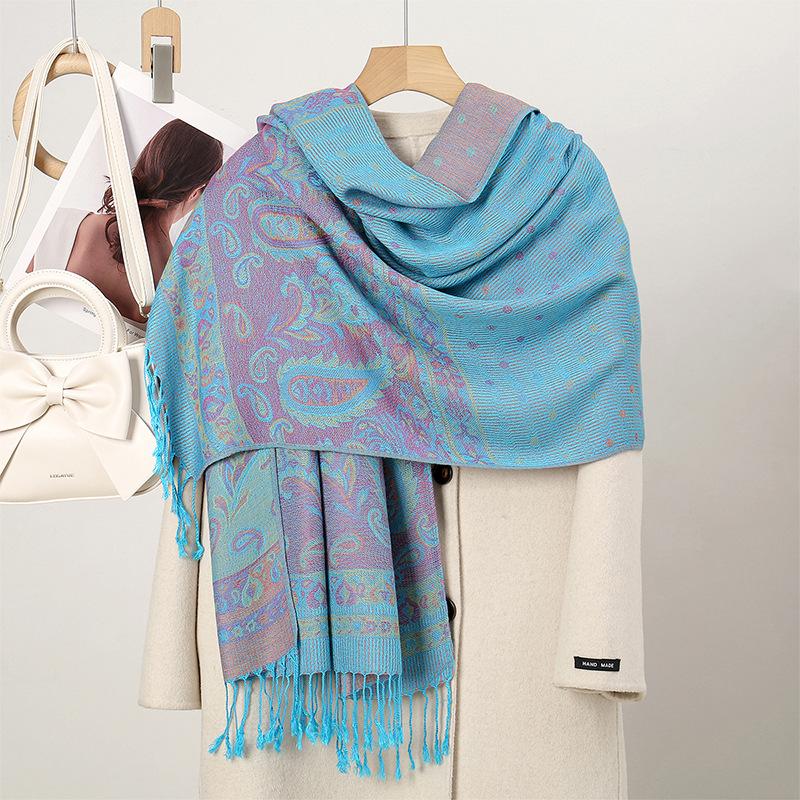 Paisley Point Cashew Jacquard Air Conditioner Quilt Long Scarf Shawl Scarf Fringed Spring And Summer Thin Bag Headscarf Scarf Women
