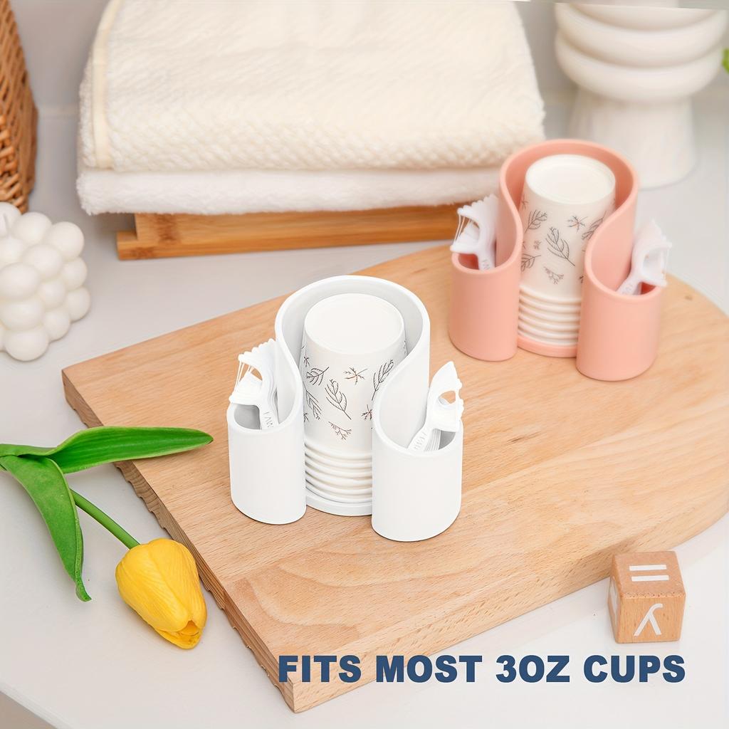 Cotton Pad QTips Holder, Bathroom Cups Dental Floss Dispenser, Storage Organizer for Cotton Pad QTips Paper Cup Floss, Bathroom