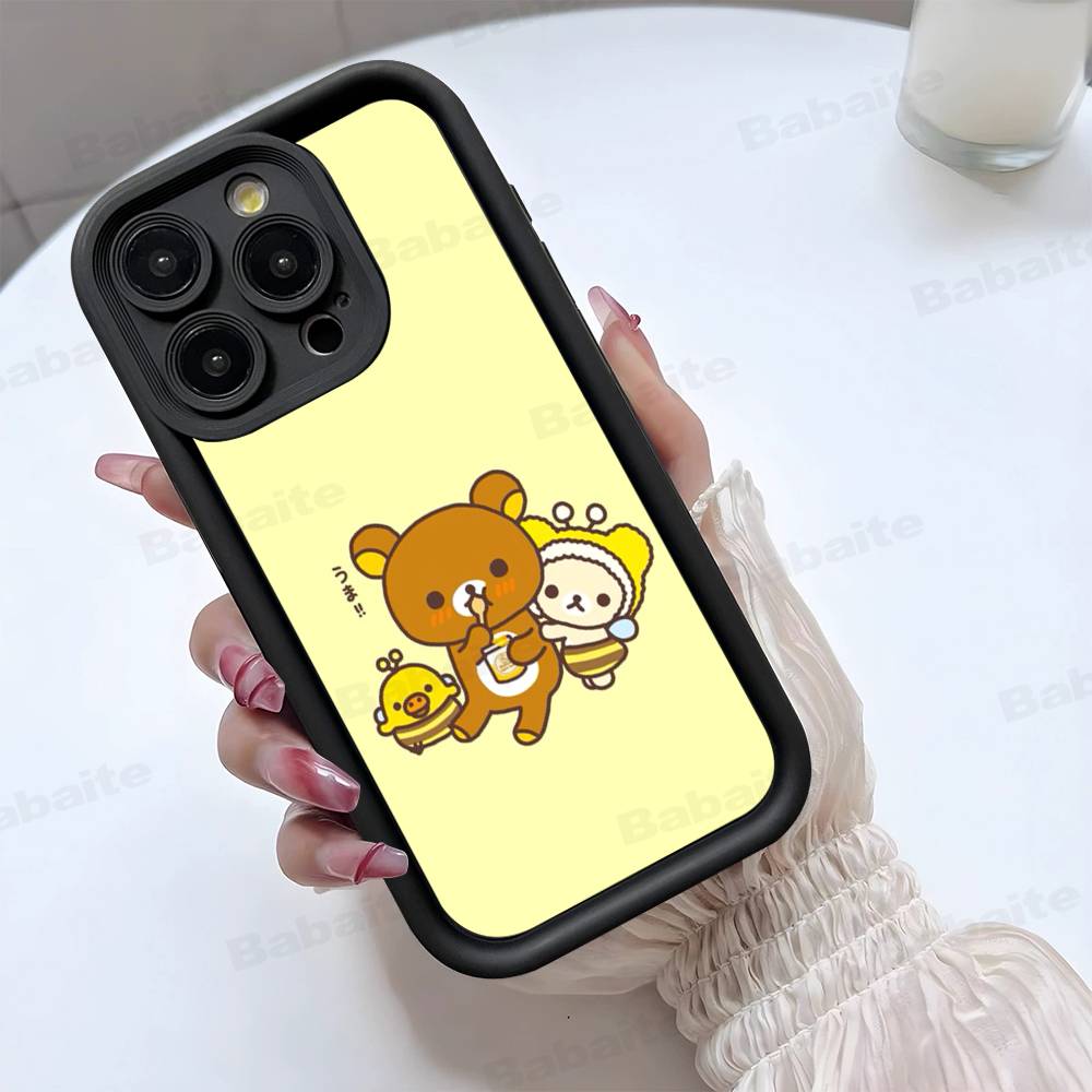 Cartoon Rilakkuma Bear Phone Case For iPhone 17 16 15 14 13 12 11 Air Plus Pro Max Soft Back Cover
