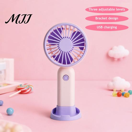 Compact Travel Fan Portable Handheld Mini Fan, 3 Speed USB Rechargeable Personal with Essential Detachable Stand, Quiet Cooling for Office,