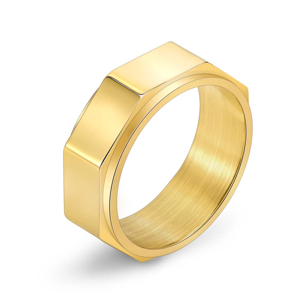 Men's Rotating Octagon Ring Carved Titanium Steel Gothic Punk Jewelry Adjustable Spinner Band Alternative Style Ready To Ship