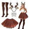 Braunes Pünktchen-Geweih-Rentier-Cosplay-Set Flauschiges Geweih Tüllrock-Set Sexy Rentier-Kostüm-Set Für Mädchen