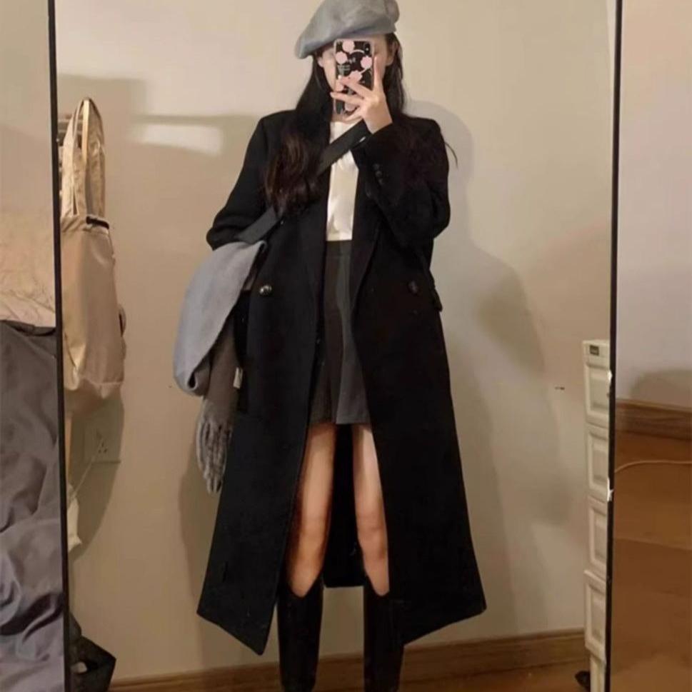 Winter Wool Coat for Women Mid Length Korean Fashion Warm Trench Jacket