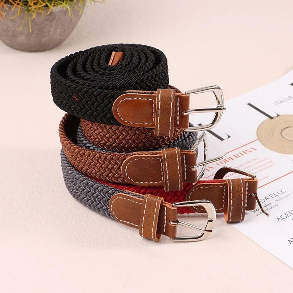 Knitted Thin Woven Belt Canvas Stretch Waist Belts Fashion Elastic Waistband  Climbing
