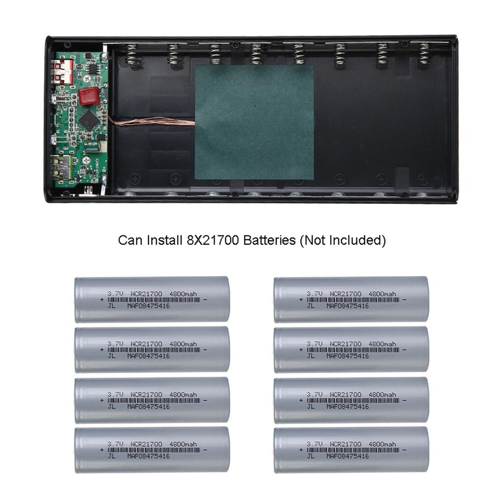 Detachable 5W 10W 22.5W QC3.0 LCD 8x21700 Battery for Case Power Bank for Shell