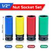 1/2 Inch Drive Wheel Protector Impact Socket, Thin Wall Deep Impact Socket Set Plastic Sleeve Lug Nut 17mm, 19mm, 21mm, 22mm