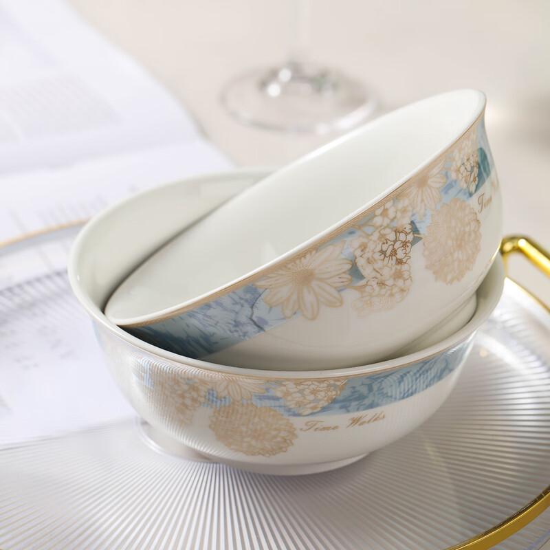 Haoya Jingdezhen Keramik 6-Zoll Nudelsuppenschalen Set mit 6 Stück - Zeitreise-Muster