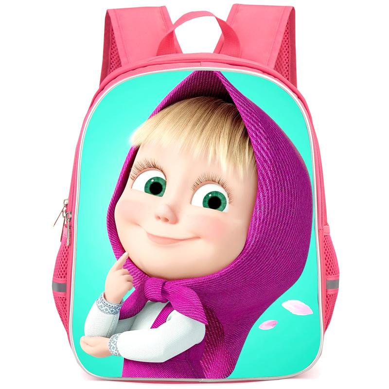 Masha And Bear School Bag Elementary School Cartoon High Definition Printing Large Capacity Zipper Oxford Lightweight Ridge Backpack