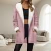 Women's Fashionable Coat Solid Color Long Sleeved Pocket Loose Hooded Zipper Plush Jacket
