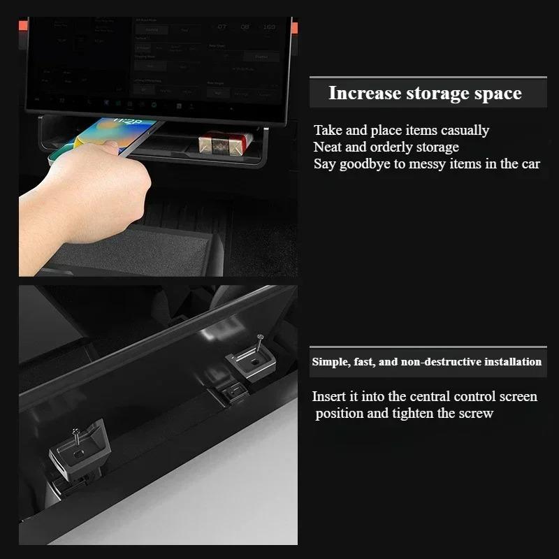 For Tesla Cybertruck 2025 2026 Car Storage Box Hidden Storage Organizer Case Tray Under The Central Control Screen Accessories