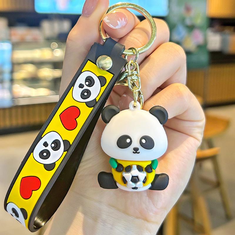 Panda Sports Keychain: Basketball, Football, Badminton Backpack Pendant Souvenir