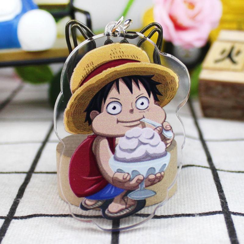 One Piece Keychain Pendant Anime Luffy Dragon Navigation King Surrounding Double Sided HD Bag Pendant Gift