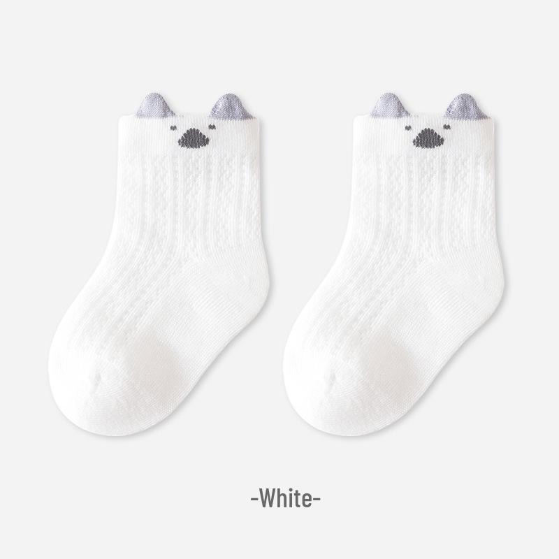 Breathable Summer Mesh Baby Socks - Cute, Thin, Combed Cotton, Boneless Short Tube Design.