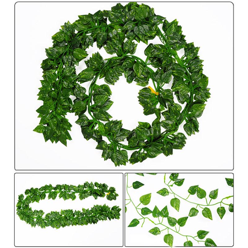 12 Pcs 2M Artificial Hanging Vine Plant Leaves Plastic Home Garden Wall Wedding Decoration