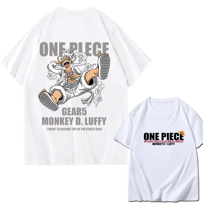 2026 Graphic T-shirt Unisex One Piece Luffy Gear 5 Nika Anime Printed Women Short Sleeve Tee Streetwear Casual Ins Y2k