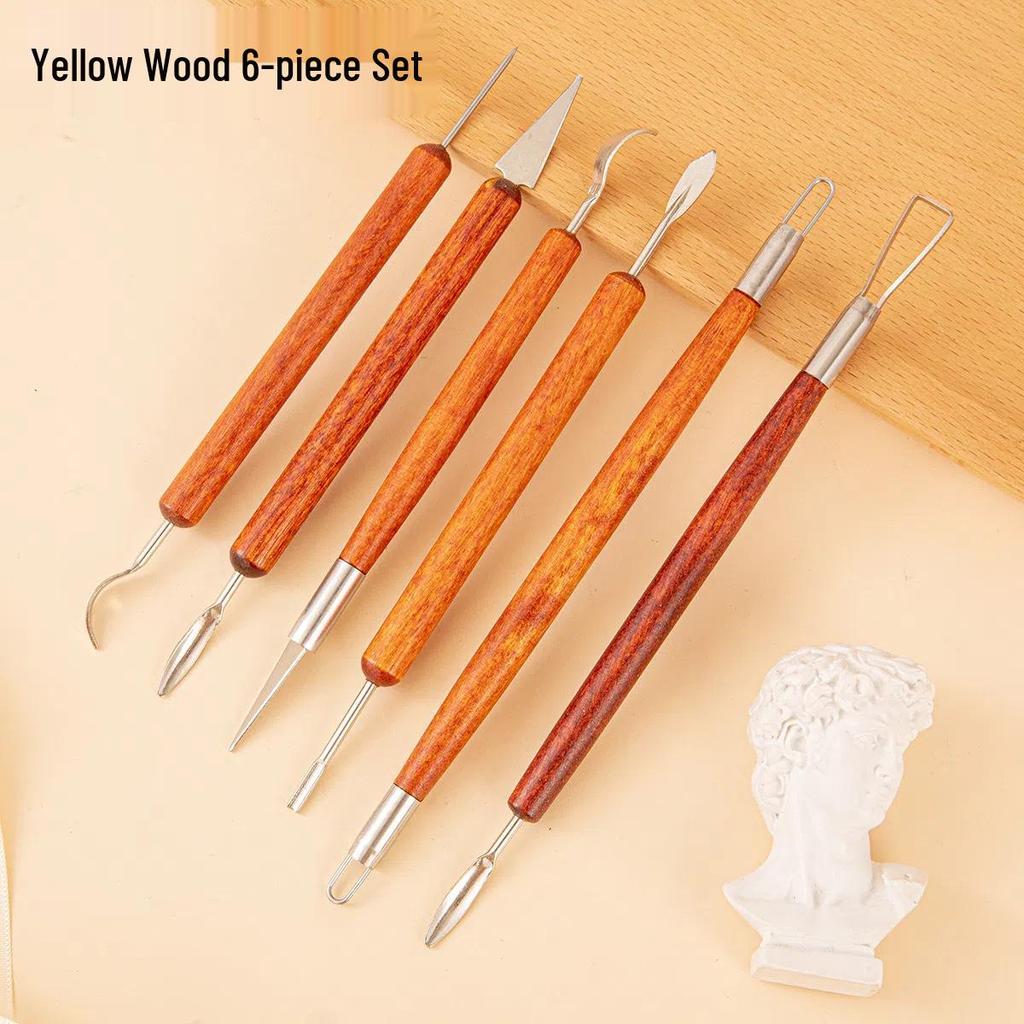 Wooden Pottery & Polymer Clay Sculpting Knife Set - DIY Pottery Tools
