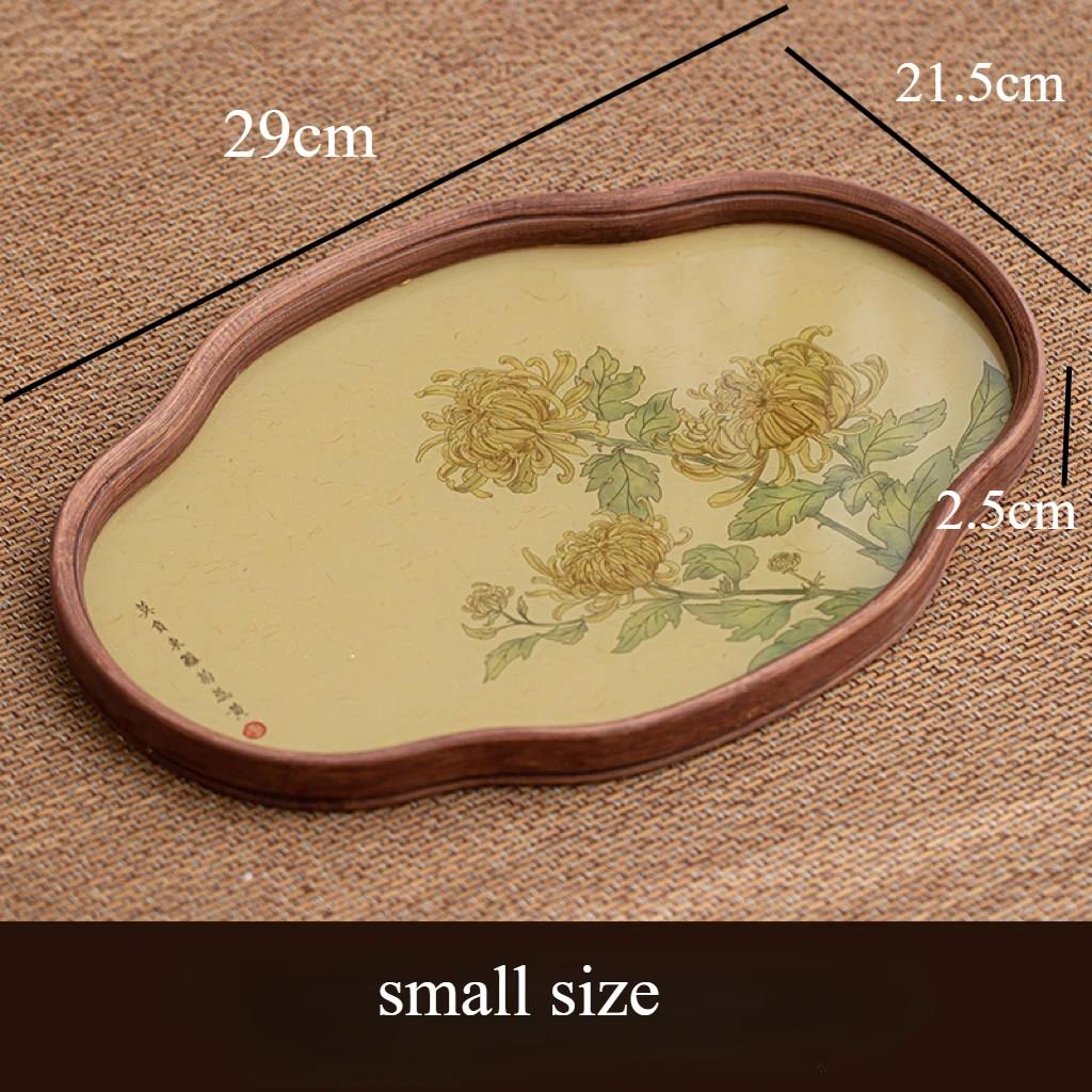 Begonia Glass Lotus Tea TraySmall Chinese Pot Bearing Dry Bubble TableBamboo Premium Tea Storage Tray