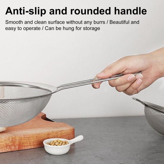 Nerezová ocel Jemná síťová sítka s rukojetí pro kuchyň Sítko na mouku Sítka na jídlo Sítka na čaj Sójové mléko Šťávu