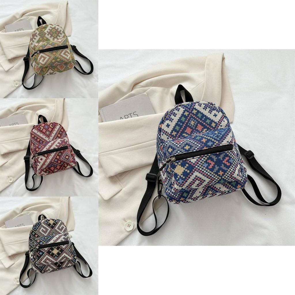 Stylish Vintage Ethnic Casual Backpack For Women With Soft Canvas Material And Trendy Design
