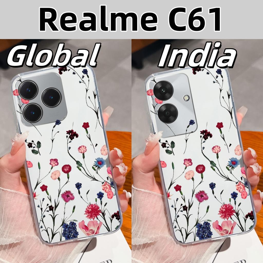 Simple Creative Case For Realme C63 C61 Transparent Back Cover For Realme C 61 C 63 Soft Slim Silicone Shockproof Funda Bumper