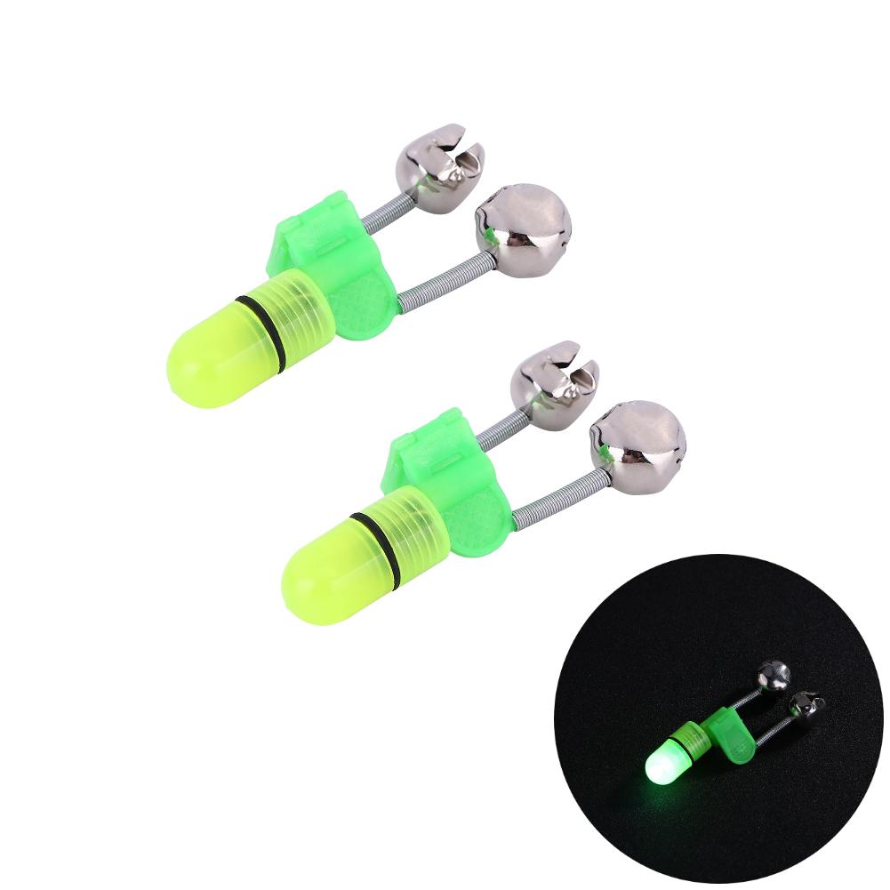 1-10pcs Night Fishing Rod Bite Bait Alarm Light with Twin Bells Ring Fishing Bite Alarm Indicator Carp Fishing Accessories