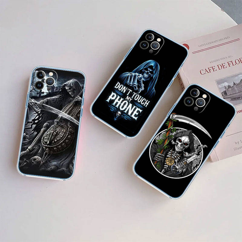 JO60 Grim Reaper Skull Phone Case for Motorola E22S E7 G6 G7 G8 G9 Plus Power Play G10 G20 G04 E30 E40 E22 E20 E13 G22 G23 G Stylus Play