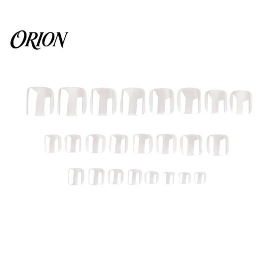 Press On Toenails 24Pcs Pearlescent White on Toenails, Short Square Stick-on Fake Nails for Women, Removable Glossy Glue False Toe 24PCS