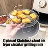 Stainless Steels Round Air Fryers Rack 20Cm Raised Mesh Wire Rack with Side Handle for Grilling, Reheating Food, Greases Draining, and Daily Kitchens