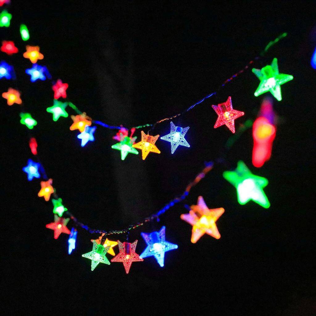 Battery Power Festoon Star Fairy String Lights Christmas Wedding Room Decoration Camping Outdoor Party Atmosphere Garland Lamp