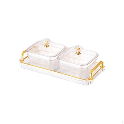 Unterteilte Servierplatte, Süßigkeiten-Nuss-Schale mit Deckel, Schlangenteller mit mehreren Gittern für Partys, Wohnzimmer,