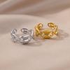18k Gold Plated Men's Adjustable Geometric Stainless Steel Ring - Korean Style