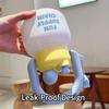 Cute Creative Plastic Cup with Handle, Dual-Drink Large Belly Cup, Student Water Bottle, Cartoon Design, Straw Included