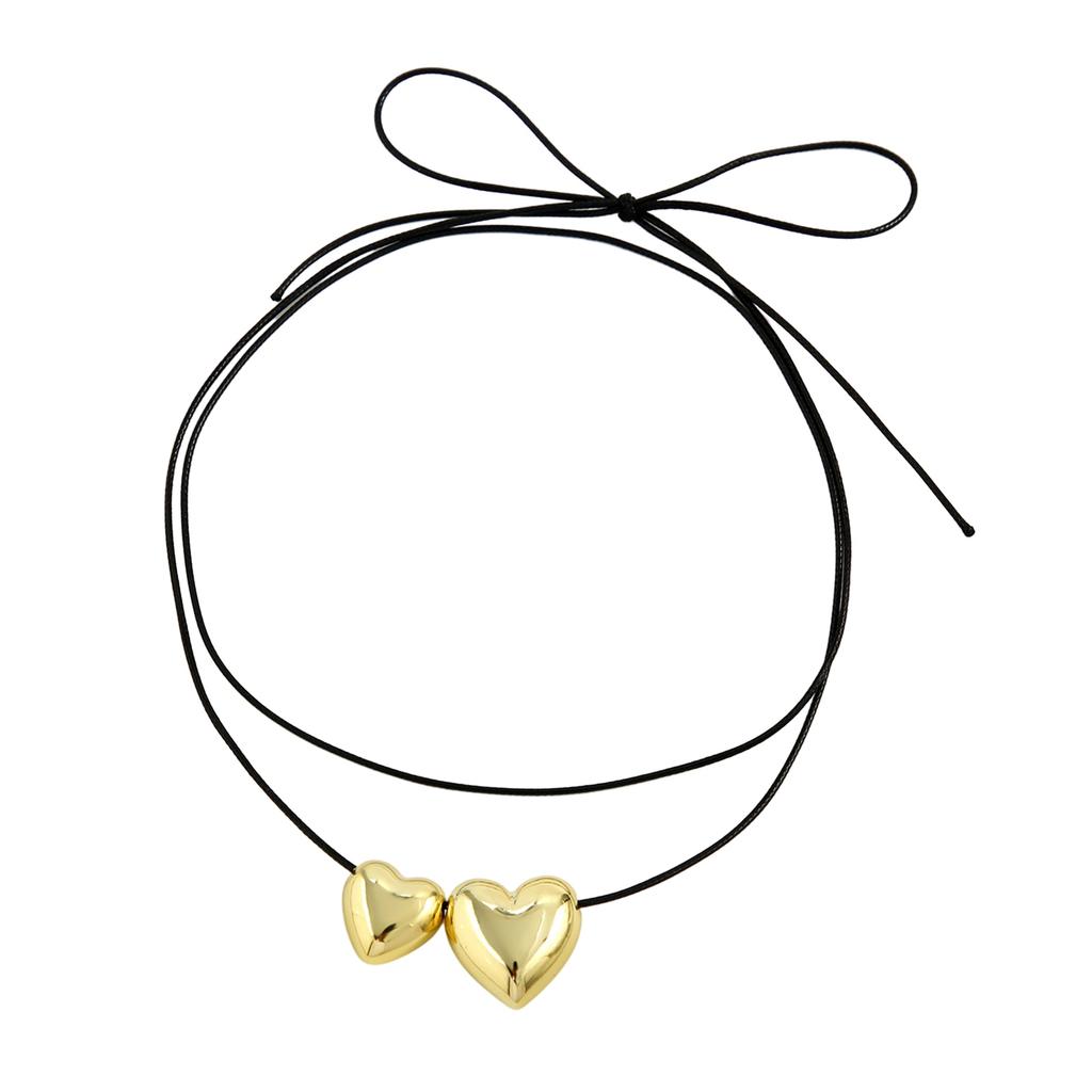 Delicate Love Necklace Adorned with Bowknot Simple Pendant Necklace Elegant Clavicular Chain Jewelry for Fashionistas