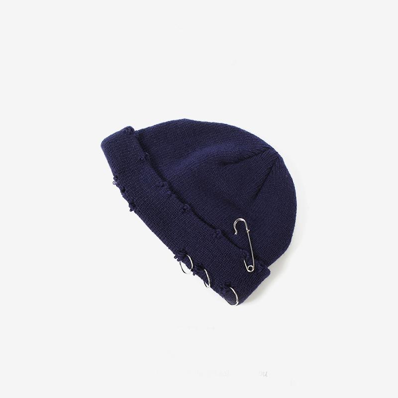 Nuovo Cappello Lavorato a Maglia Moda Punk Hip Hop Berretti per Uomo Donna Anello Metallico Senza Visiera Cappello Melone Invernale Caldo Uncinetto Berretto Gorras