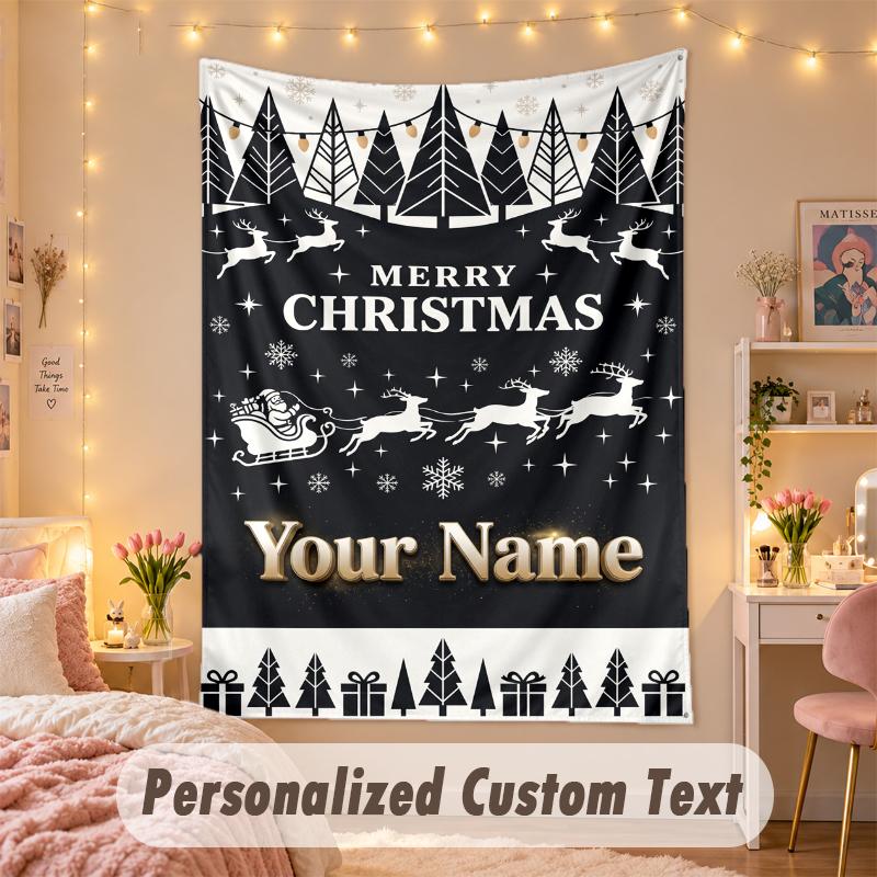 Wall Hanging TapestryChristmas Custom Name Print Art For Indoor Home Room Decoration Holiday Gift