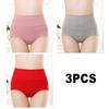 3PCS/Set Women's High Waist Cotton Panties Briefs Soft Breathable Comfy Underwear Plus Size M-3XL