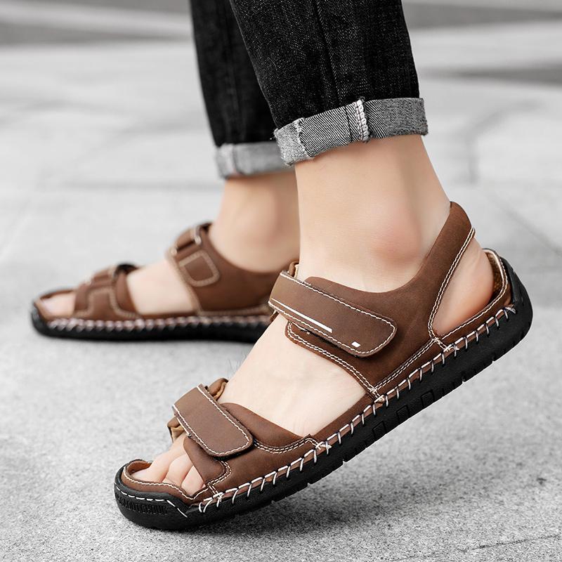 Classic High Quality Cow Leather Sandals Summer Outdoor Handmade Men Sandals Fashion Comfortable Men Beach Leather Shoes Size48