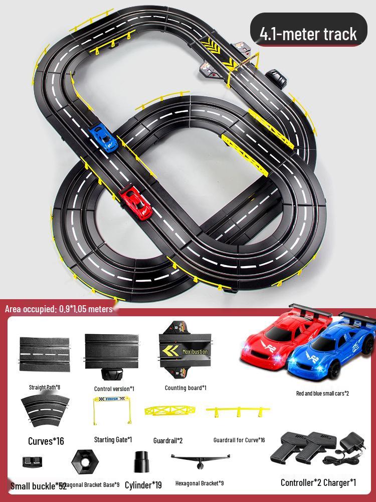 Remote Control Racing Car Track for Kids – Four-Wheel Drive Slide and Runway Set Electric + 2 cars, customizable track