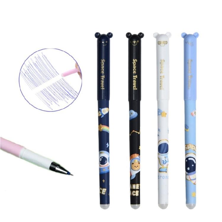 4Pieces Cartoon Gel Pen with Pen Refills and Eraser Erasable Gel Pen 0.5mm Needle Tip Office Writing Pen for Writing