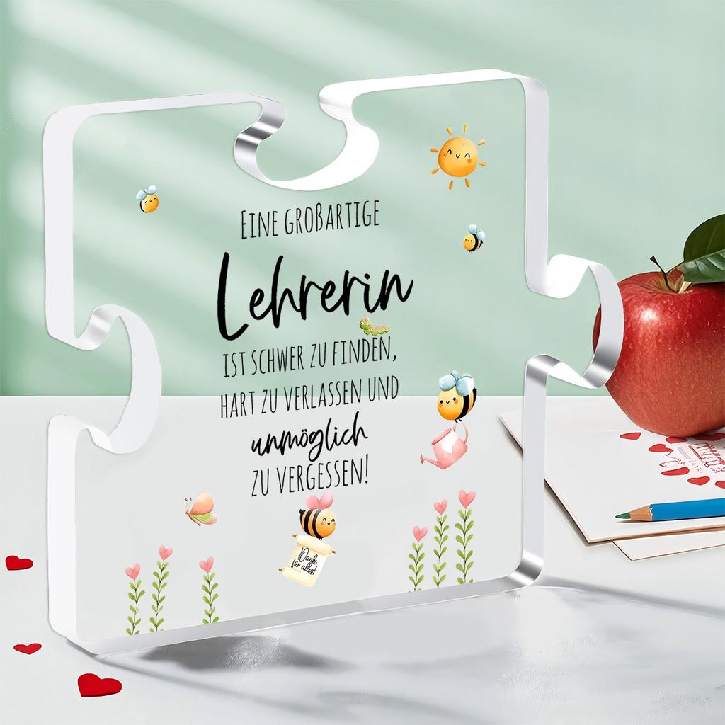 "You Are A Great Teacher" Teacher Appreciation Gift - Acrylic Thank You Card with Inspirational Quote, Cute Bee & Flower Design, Perfect for Educator