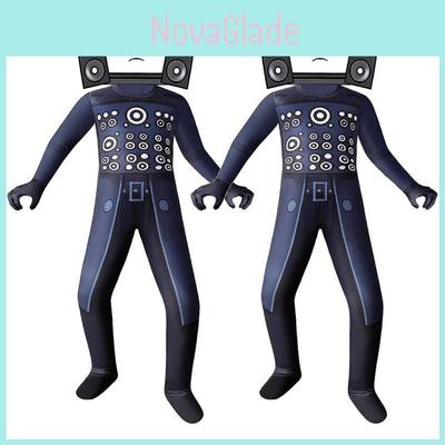 Skibidi Toilet Wave Audio Tv Man Cosplay Costume For Halloween Party With Long Sleeve Jumpsuit