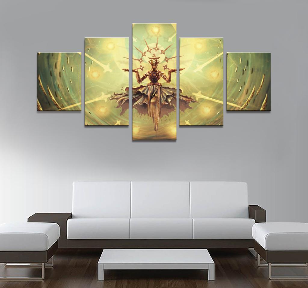 Home Decor Poster HD Pictures Prints Canvas 5 Piece Modular Zenyatta Overwatch Game Living Room Decorative Painting Framed No Frame