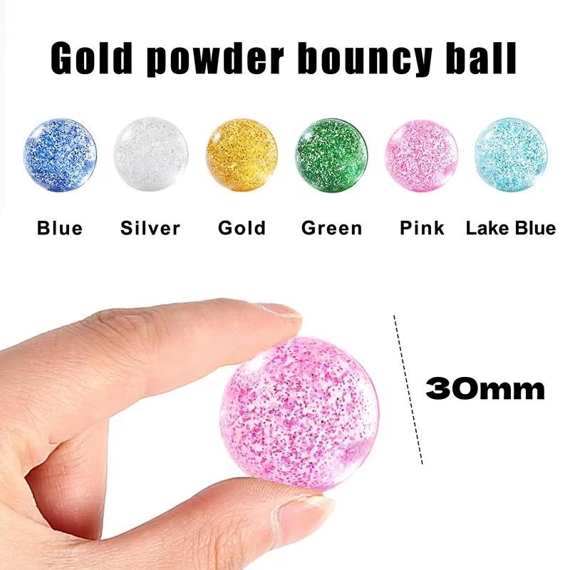 12 Stück 30 mm Glitzer-Hüpfbälle, Spielzeug für Kinder, Jungen und Mädchen