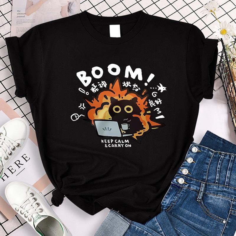 Women Unisex Graphic Tshirt Streetwear Harajuku Graphic Ulzzang Tshirt Funny Cute Cat Vintage Tee Shirt Aesthetic Y2k Tops FeUnisex