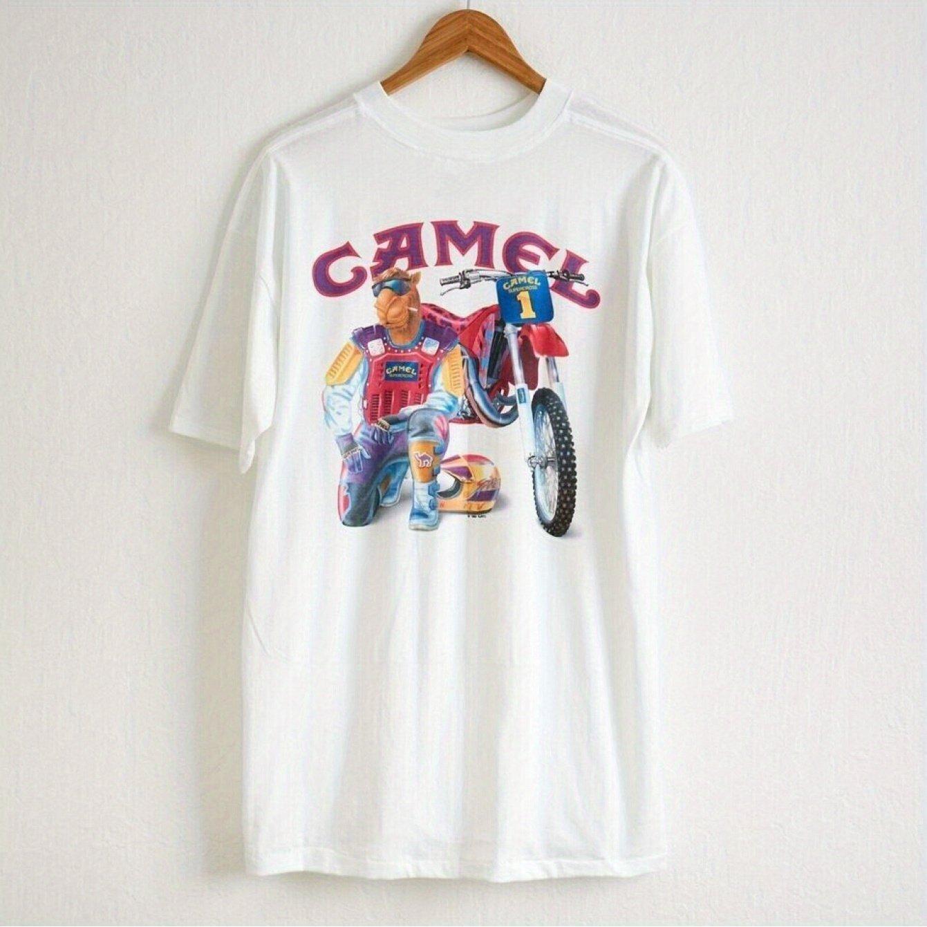 1993 Футболка с коротким рукавом из хлопка Camel Super Cross Летняя Новинка Ретро Мода Мужская и Женская Уличная Одежда S разноцветный