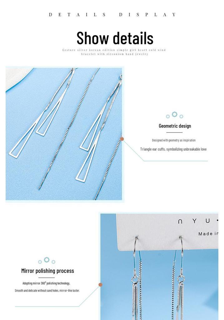 Elegant Korean Style Geometric Triangle Tassel Ear Cuffs for Women - 2022 Trendy Long Layered Earrings