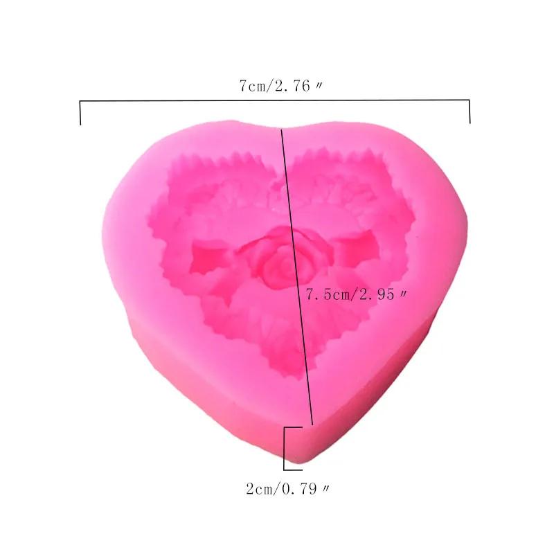 3D Rose Bowknot Flowers Silicone Chocolate Mould Heart Love Soap Mold Candle Polymer Clay Mold Crafts DIY Forms Soap Base